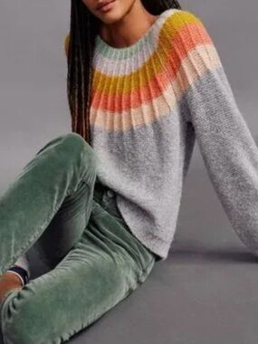 Anthropologie Colleen sweater. Grey/multi color alpaca size 1x